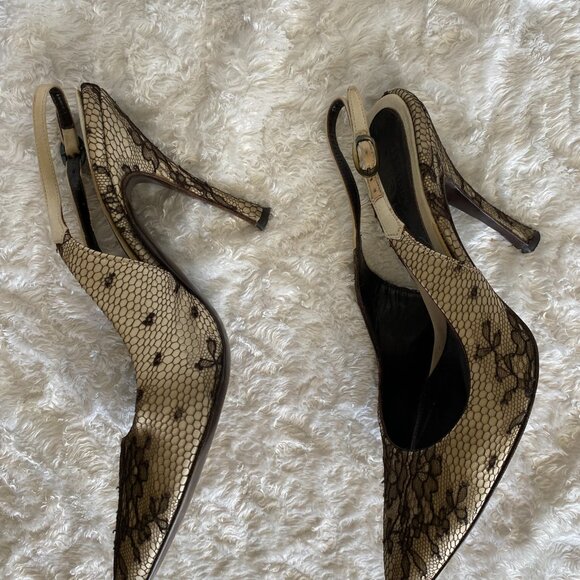 VINTAGE ALEXANDER MCQUEEN CLOTH HEELS 7 1/2 - Picture 2 of 5